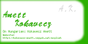 anett kokavecz business card